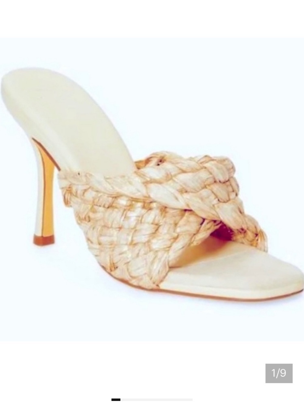 Wicker Cream Braided Slide Heel in Natural Beige